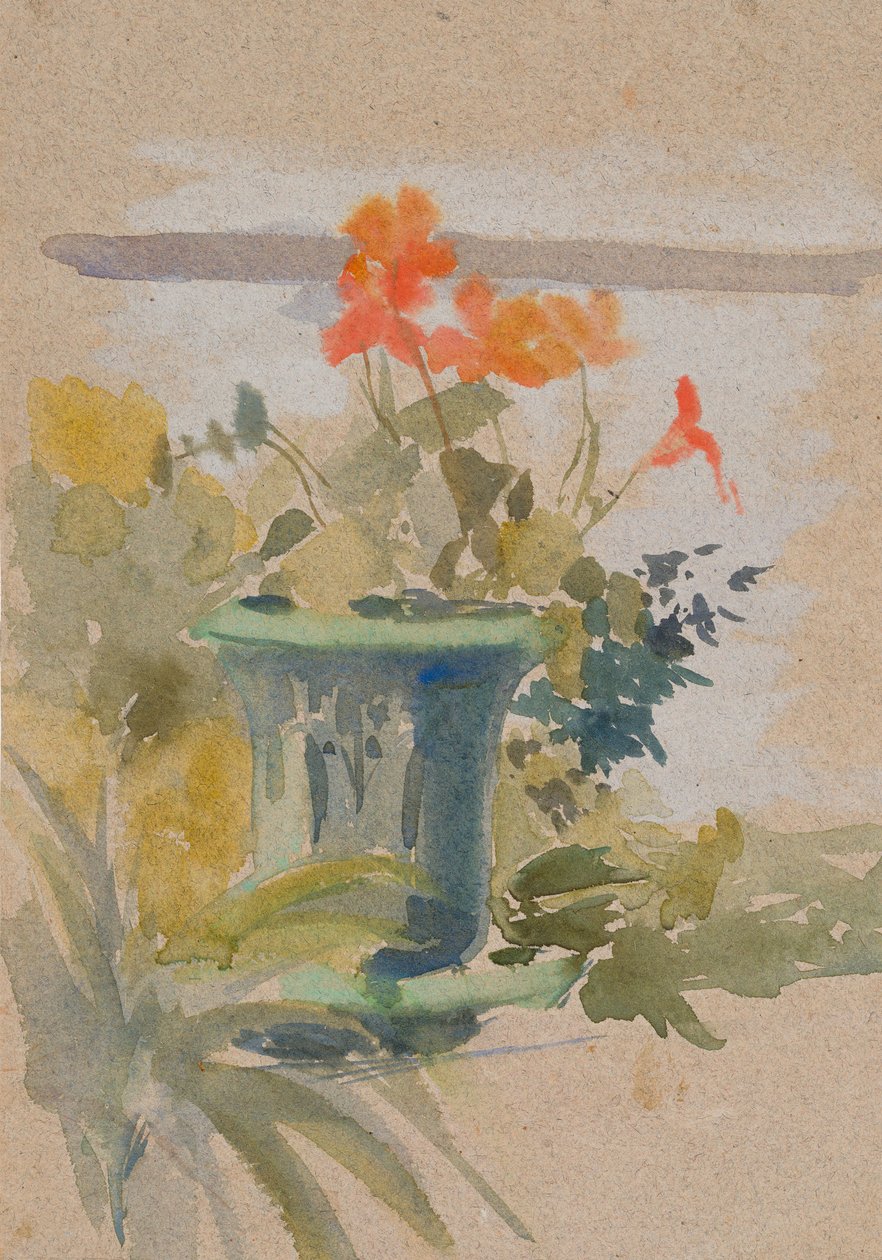 Muškáty na terase od Albert Edelfelt