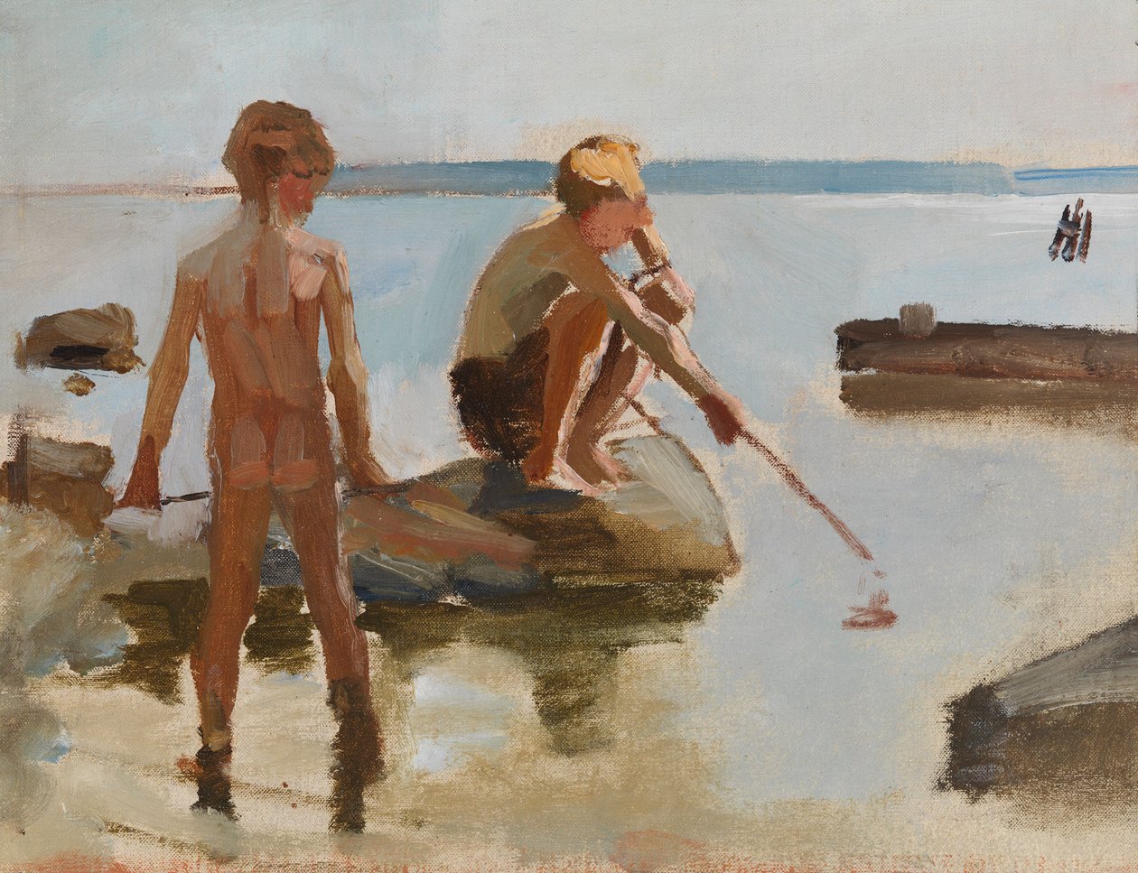Náčrt chlapců hrajících si na břehu od Albert Edelfelt