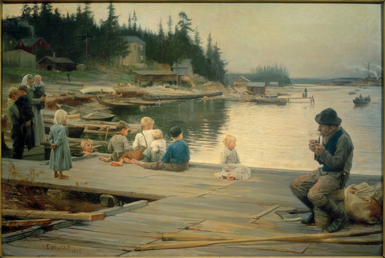 Letní večer v Hammarově loděnici od Albert Gustaf Aristides Edelfelt