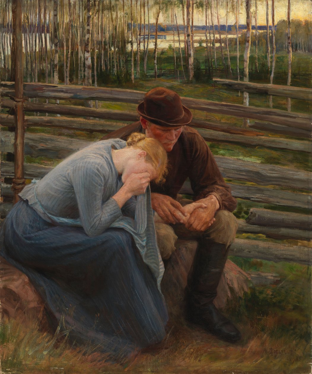 Smutek, variace na ilustraci k básni „Na jarmarku ve Vernamu“; Smutek od Albert Edelfelt