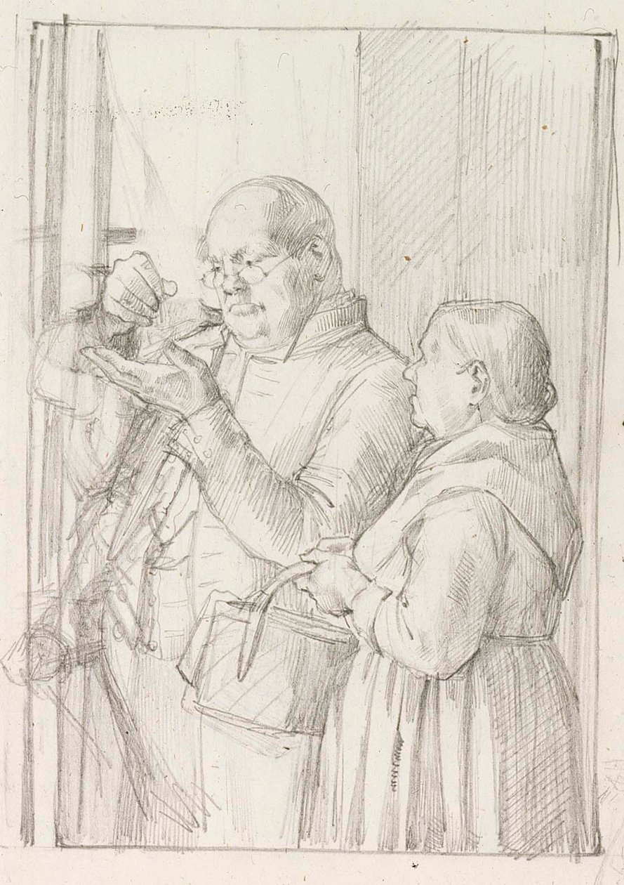 Studie k ilustraci malého génia od Albert Edelfelt