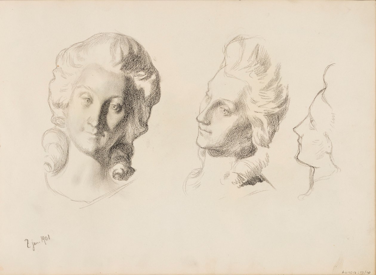 Masky, skica / 1700 (Rokokoo), skica od Albert Edelfelt