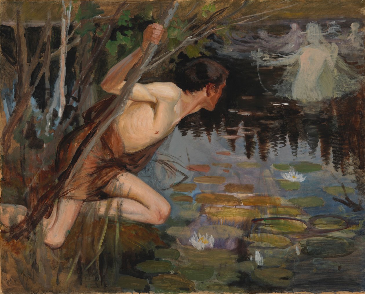 Mládí a mořská panna, skica od Albert Edelfelt