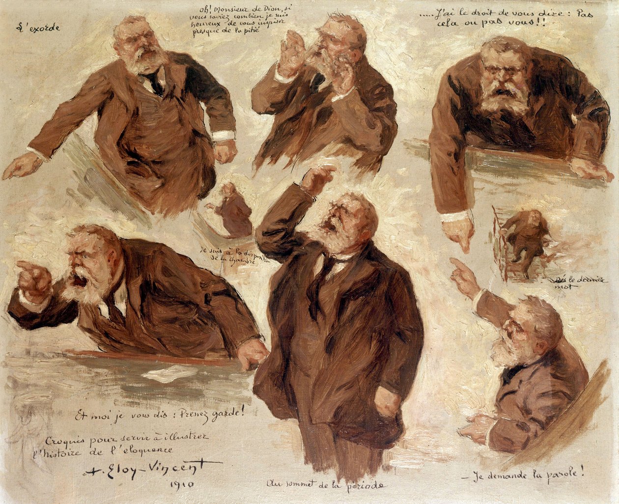 Různé výrazy Jeana Jaurese, 1910 od Albert Eloy Vincent