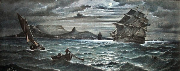 Moonlight, Capetown (akvarel s tělovou barvou na papíře) od Albert Ernest Markes