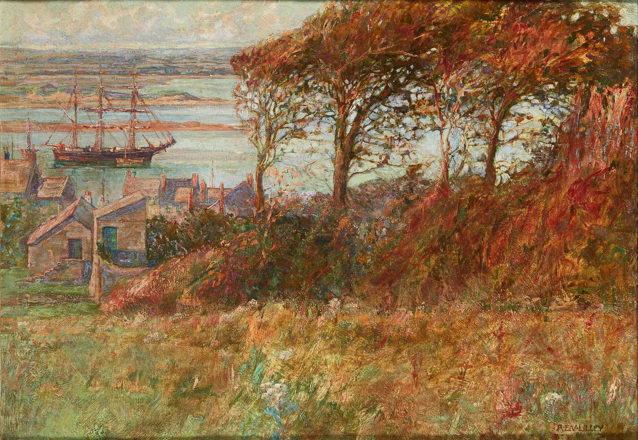 Háj nad přístavem na podzim ( olej na plátně) od Albert Ernest Victor Lilley