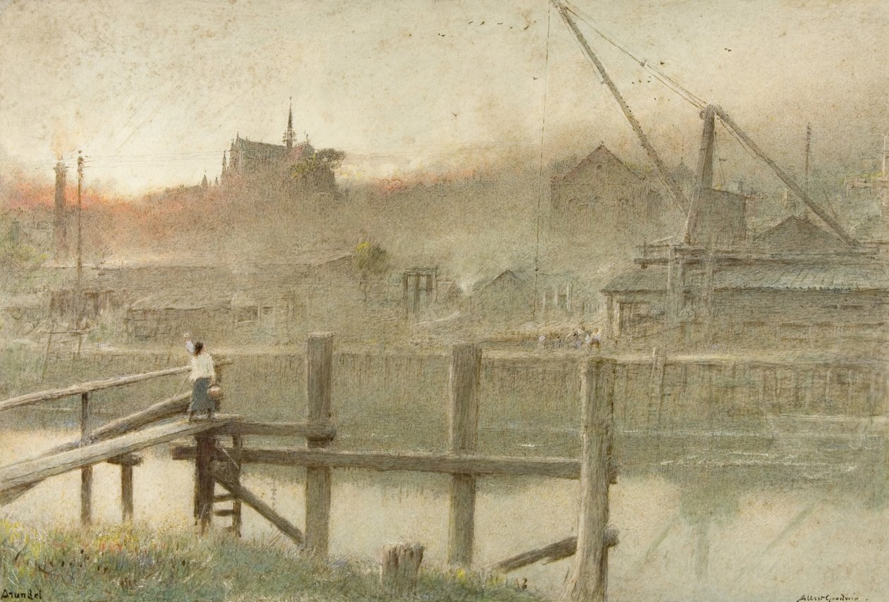 Arundel (akvarel, tělová barva a tužka na papíře) od Albert Goodwin