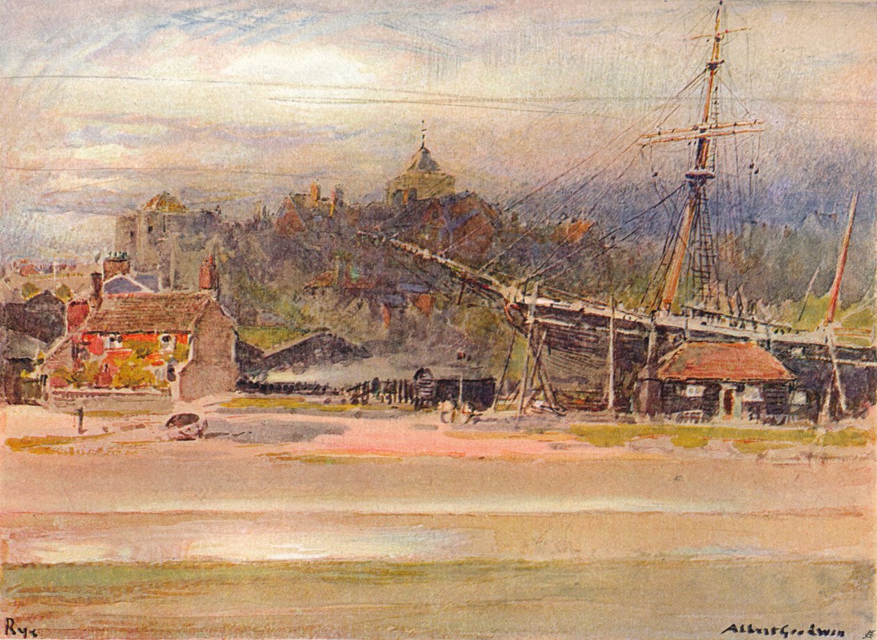 Loděnice Yard, Rye, 1910 od Albert Goodwin