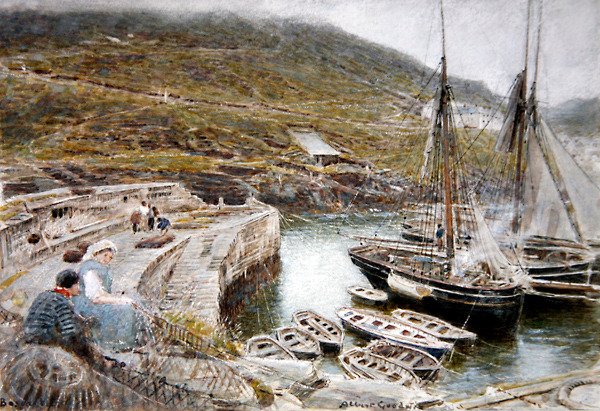 Boscastle (akvarel a tělová barva na papíře) od Albert Goodwin