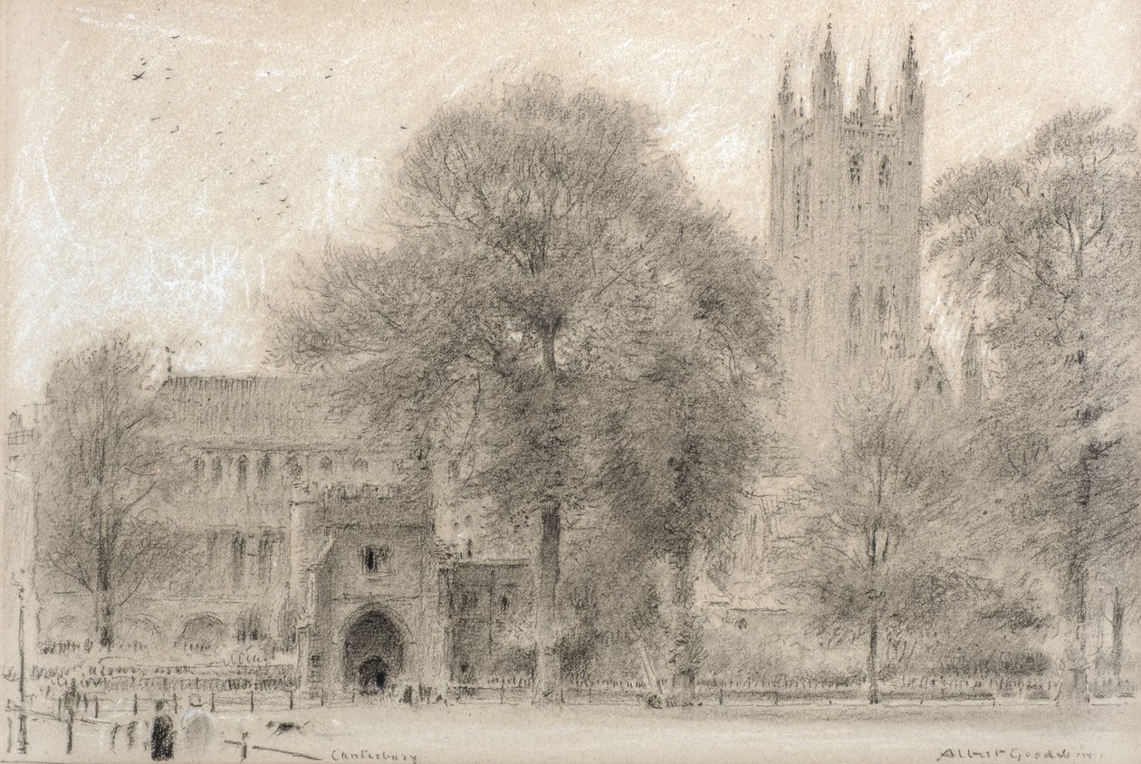 Canterbury (černá a bílá křída) od Albert Goodwin