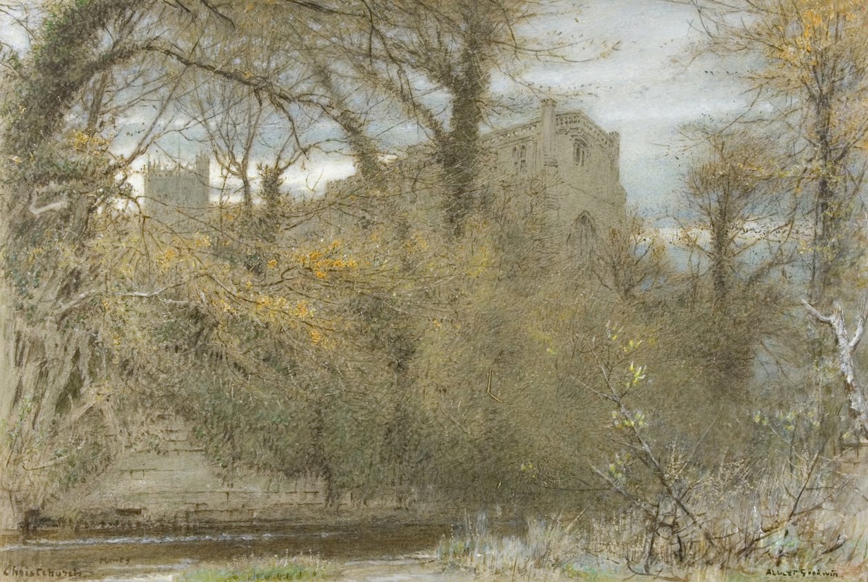 Christchurch, Hants (akvarel, tělová barva, olej, pastelka a inkoust na papíře) od Albert Goodwin