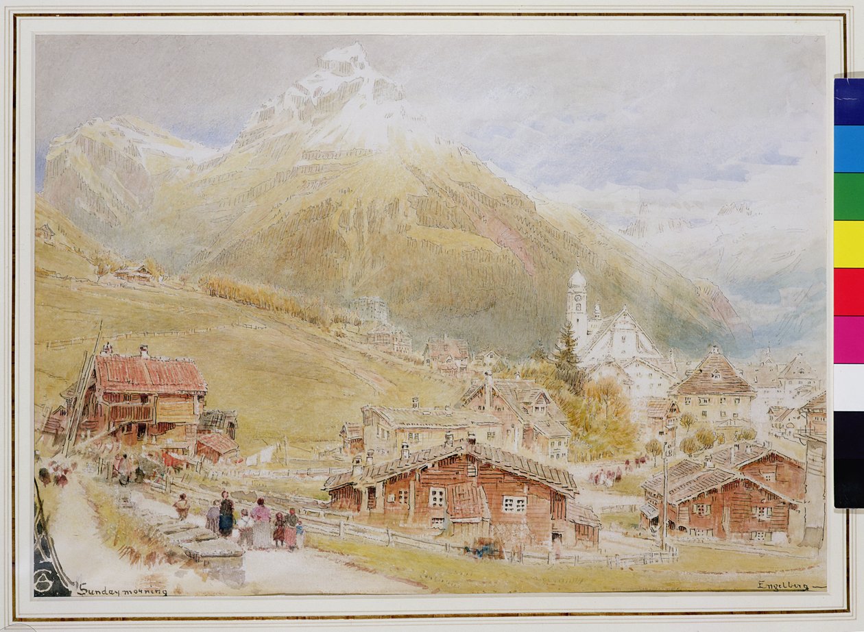 Engelberg, neděle ráno, cca 1909-11 (pero a inkoust, wc) od Albert Goodwin
