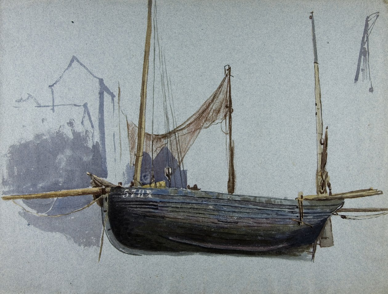 Rybářský člun 57BX (akvarel a tělová barva na tónovaném papíře) od Albert Goodwin