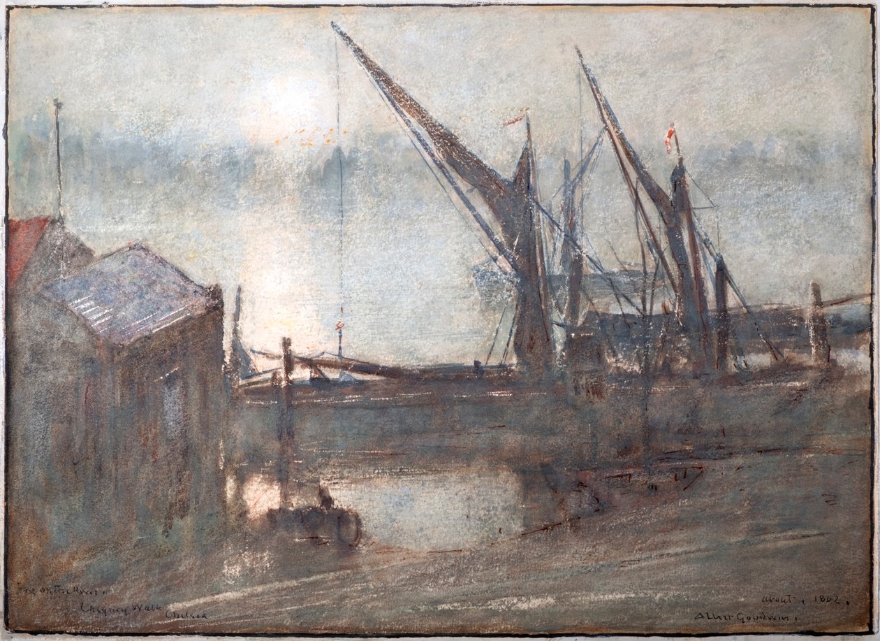 Mlha na řece, Cheyney Walk, Chelsea od Albert Goodwin