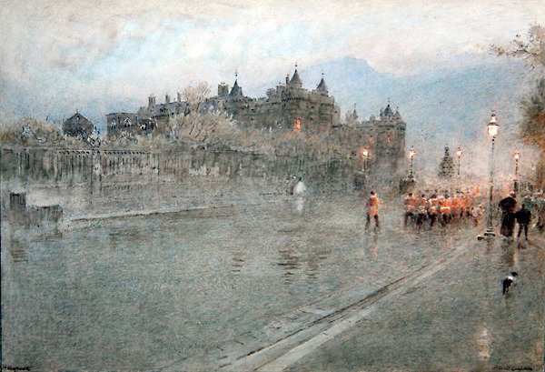 Holyrood, Edinburgh (pero a inkoust s akvarelem na papíře) od Albert Goodwin