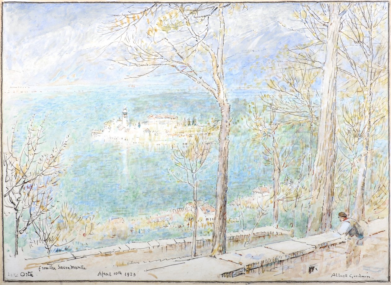 Jezero Orta od Sacremonte od Albert Goodwin