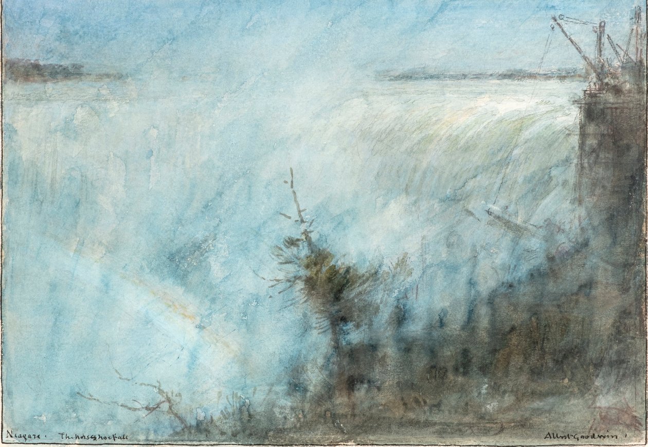 Niagara. Podkovovitý vodopád (akvarel) od Albert Goodwin