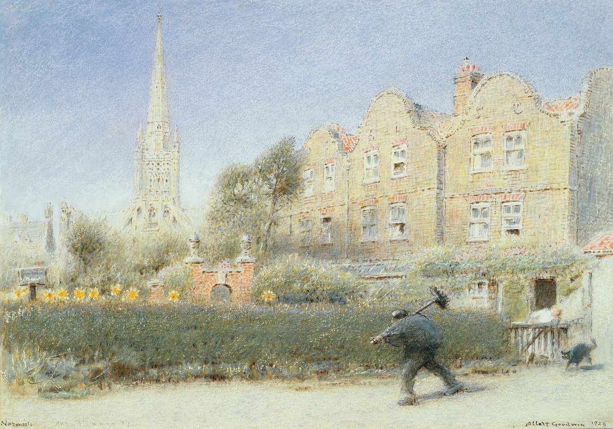 Norwich a kominík, 1923 (wc na papíře) od Albert Goodwin