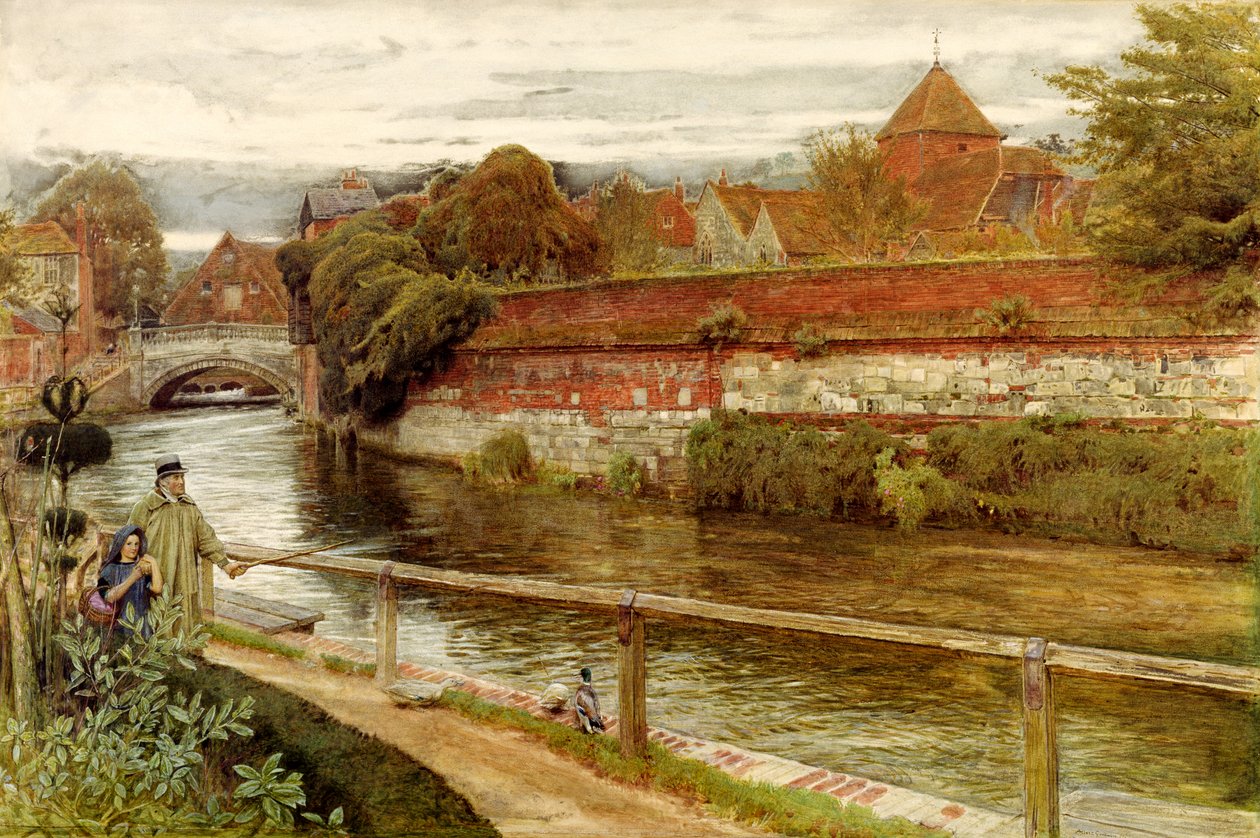 Old Walls, Winchester (öljy kankaalle) od Albert Goodwin