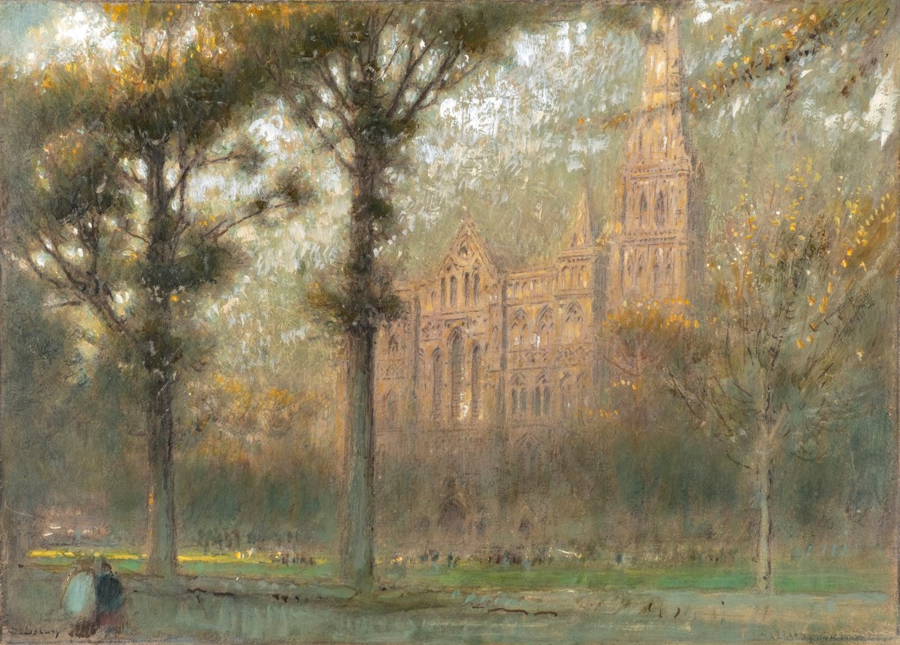Salisbury (olej s akvarelem a bodycolorem na tónovaném papíře) od Albert Goodwin