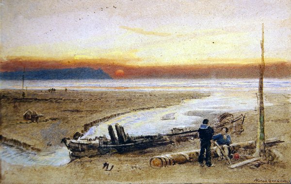 Scéna na pobřeží při západu slunce od Albert Goodwin