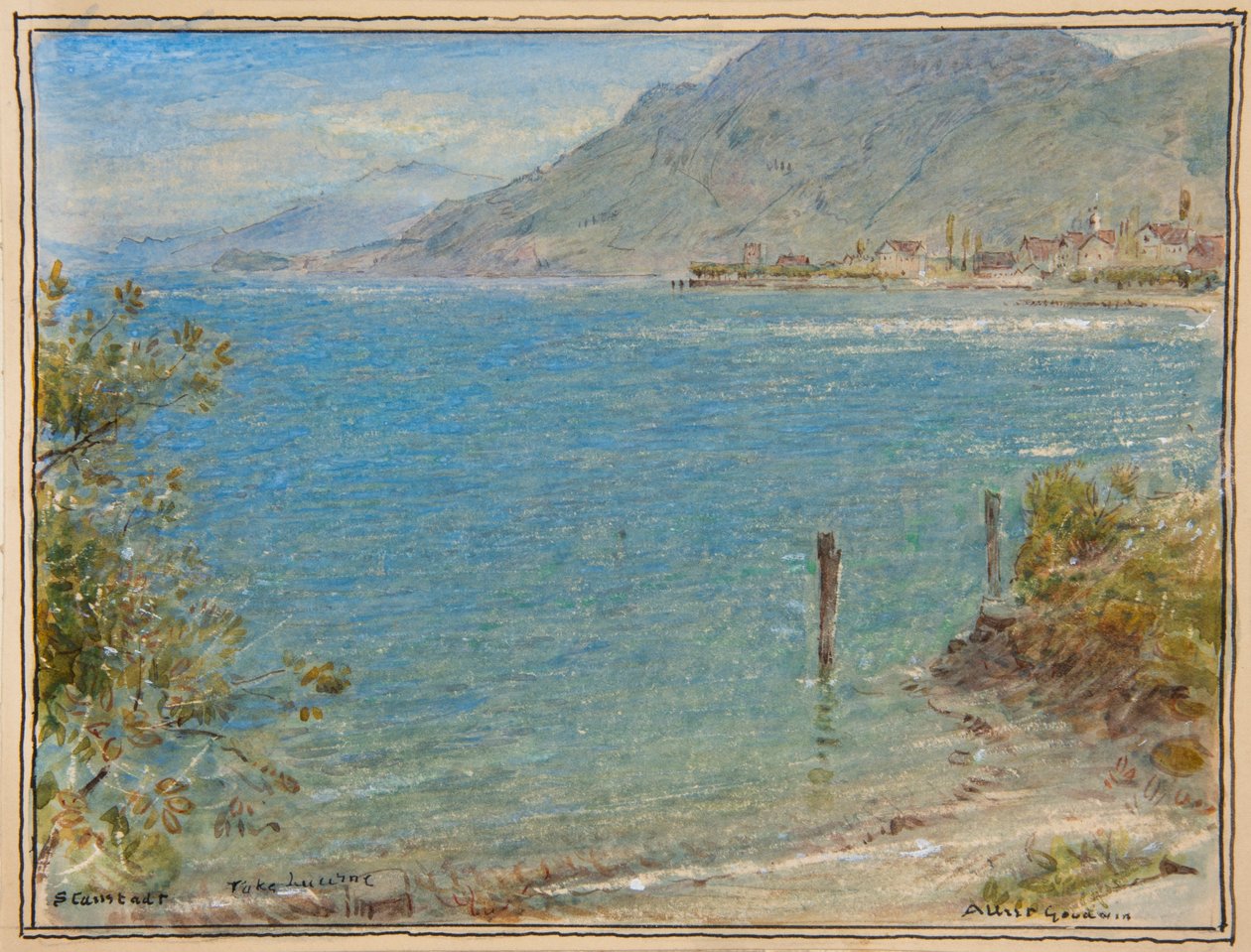 Stanstadt. Lucernské jezero, asi 1888 (akvarel) od Albert Goodwin