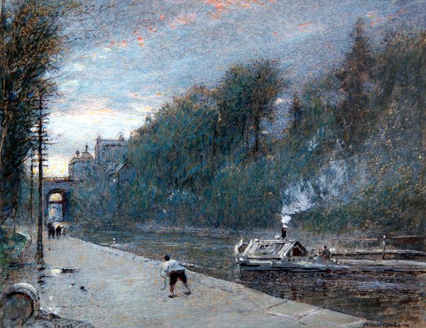 The Canal, Chichester (pero a inkoust s akvarelem a tělovou barvou na papíře) od Albert Goodwin