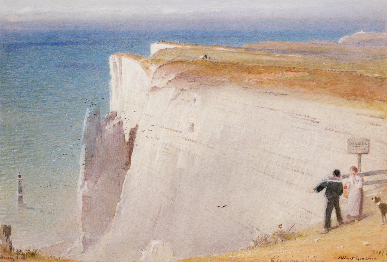 Příběh pobřežních hlídek, Beachy Head, 1908-09 (wc) od Albert Goodwin