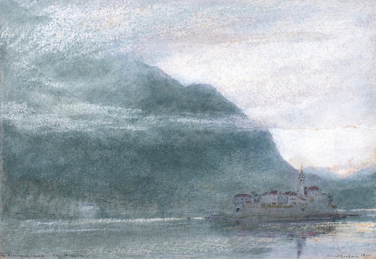 Rybářský ostrov. Jezero Maggiore od Albert Goodwin