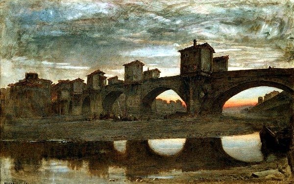 Ponte alla Grecia, před demolicí, Florencie od Albert Goodwin