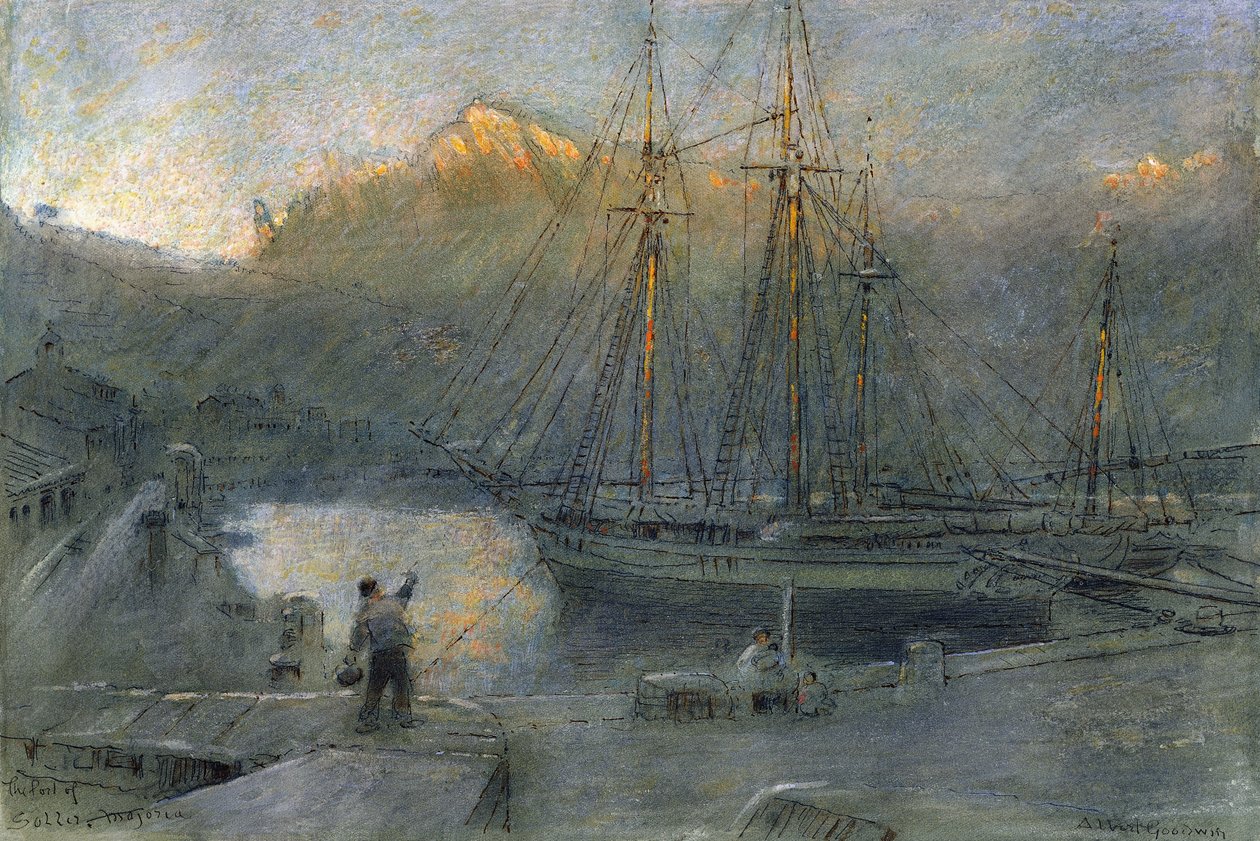 Přístav Sollo, Mallorca, od Albert Goodwin