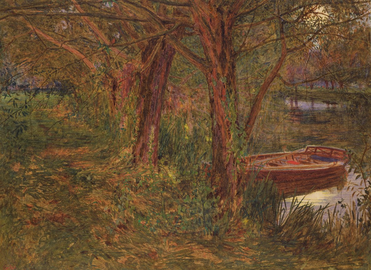 Řeka za soumraku (wc s barvou karoserie na papíře) od Albert Goodwin