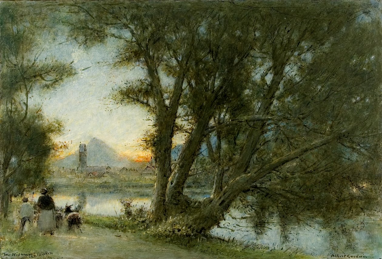 Vesnice…, kolem 1860-1932 (olej, pero a inkoust na palubě) od Albert Goodwin