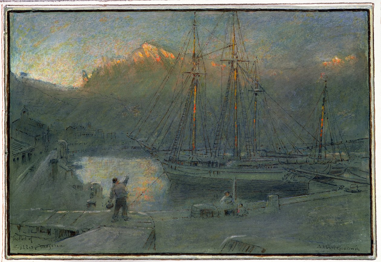 Přístav Soller, Mallorca od Albert Goodwin