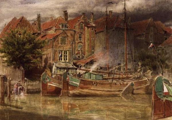 Pohled na kanál, Dort od Albert Goodwin