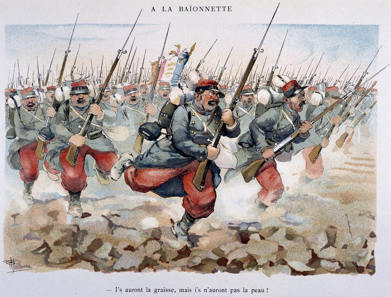 A la bajonet - v "" Album militaire "" od Alberta Guillauma (1873-1942), cca 1900 od Albert Guillaume
