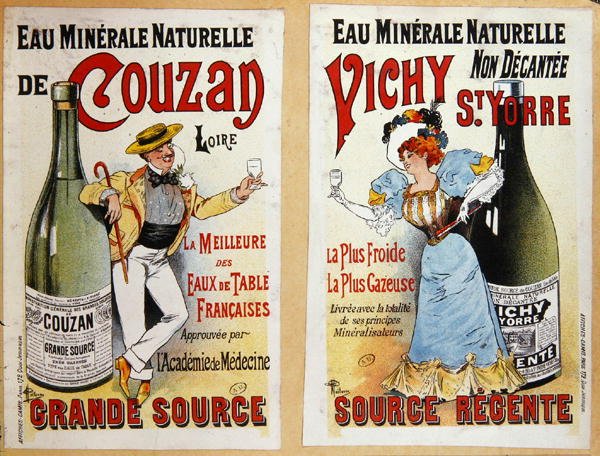 Reklama na minerální vodu Couzan a Vichy, cca 1900 (barevné lito) od Albert Guillaume