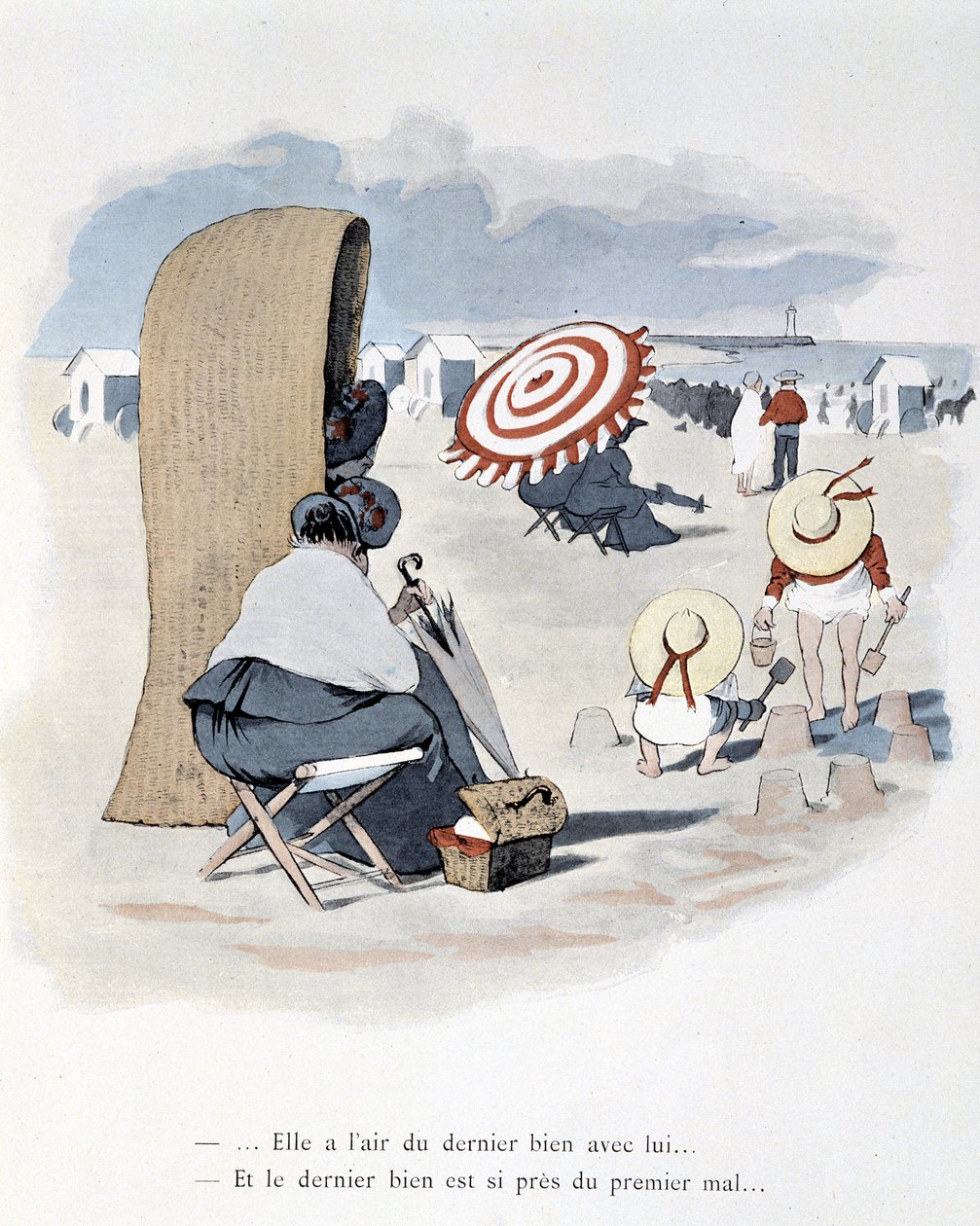 Plážová scéna ve filmu „Etoile de mer“. A. Guillaume. Edice Simonis Empis, Paříž od Albert Guillaume