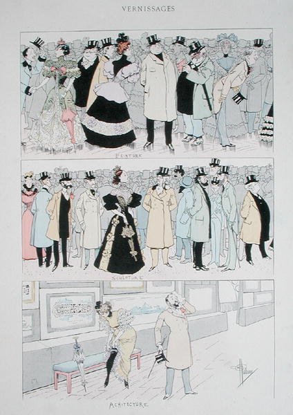 Otevření galerie, cca 1900 (barevné lito) od Albert Guillaume