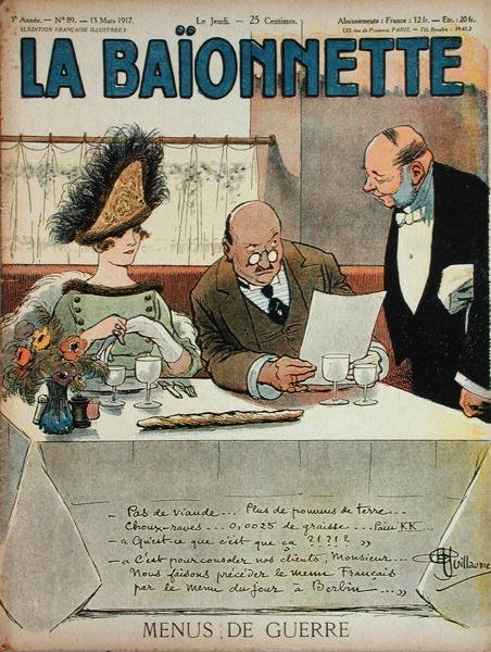 Menus de Guerre, z La Baionnette, 15. března 1917 od Albert Guillaume