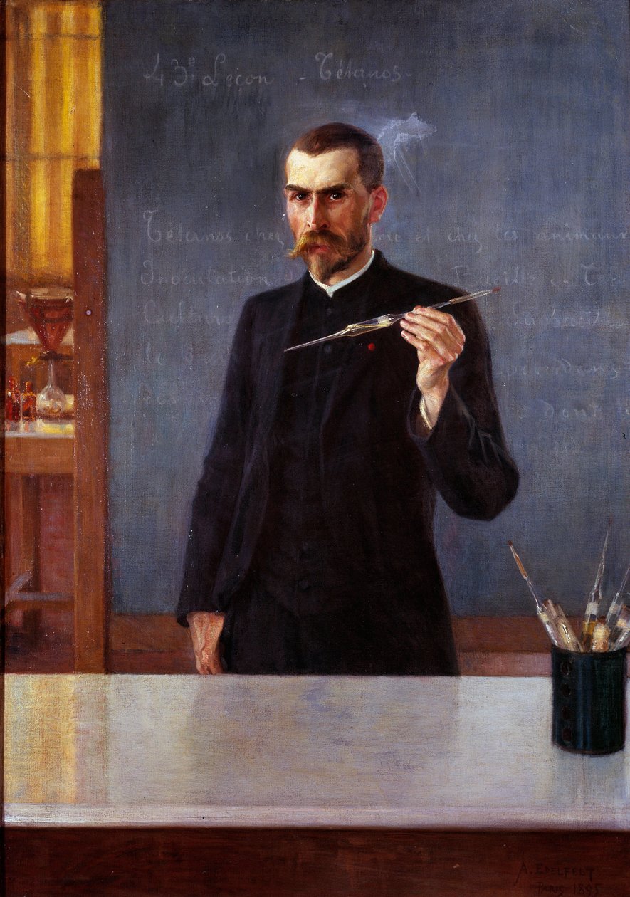 Portrét doktora Emila Rouxe, asistenta Louise Pasteura v roce 1894 Malba Alberta Edelfelta (1854-1905) (ec.fin.) 1894 Paříž, Pasteurovo muzeum - Portrét Dr. Emila Rouxe, asistenta Louise Pasteura, v roce 1894. Malba Alberta Edelfelt (1854-1905) (finština od Albert Gustaf Aristides Edelfelt