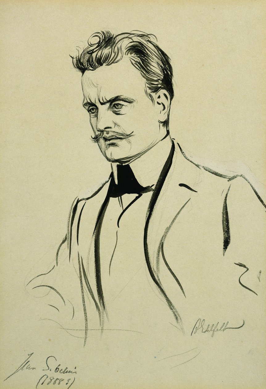 Portrét skladatele Jeana Sibelia, malý polodlouhý, od Albert Gustaf Aristides Edelfelt