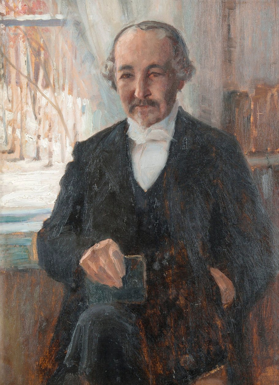 Portrét básníka Zachariáše (Sachariase) Topelia (1818-1898) par Edelfelt, Albert Gustaf Aristides (1854-1905), - Olej na kartonu, 41x30 - Soukromá sbírka od Albert Gustaf Aristides Edelfelt