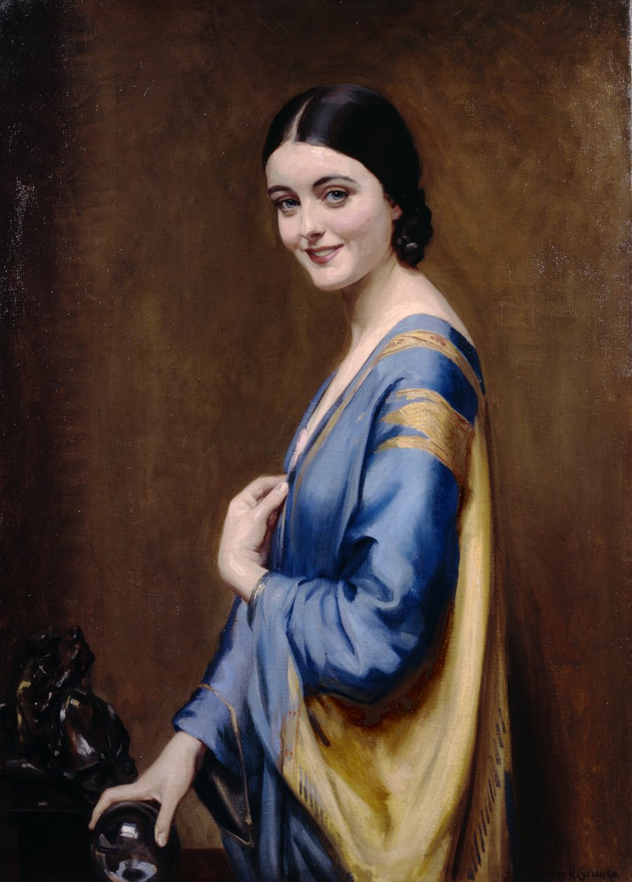 Modré a zlaté šaty (olej na plátně) od Albert Henry Collings