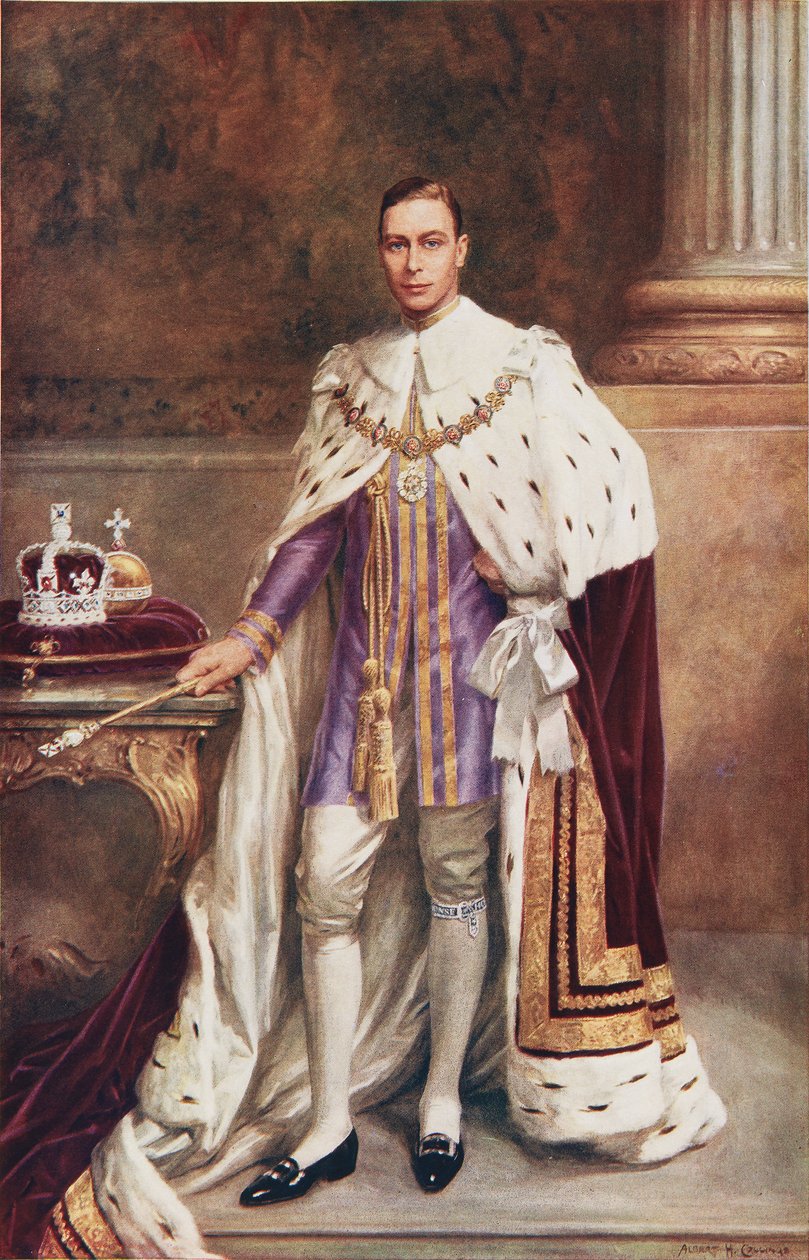 Král Jiří VI. v korunovačním rouchu od Albert Henry Collings