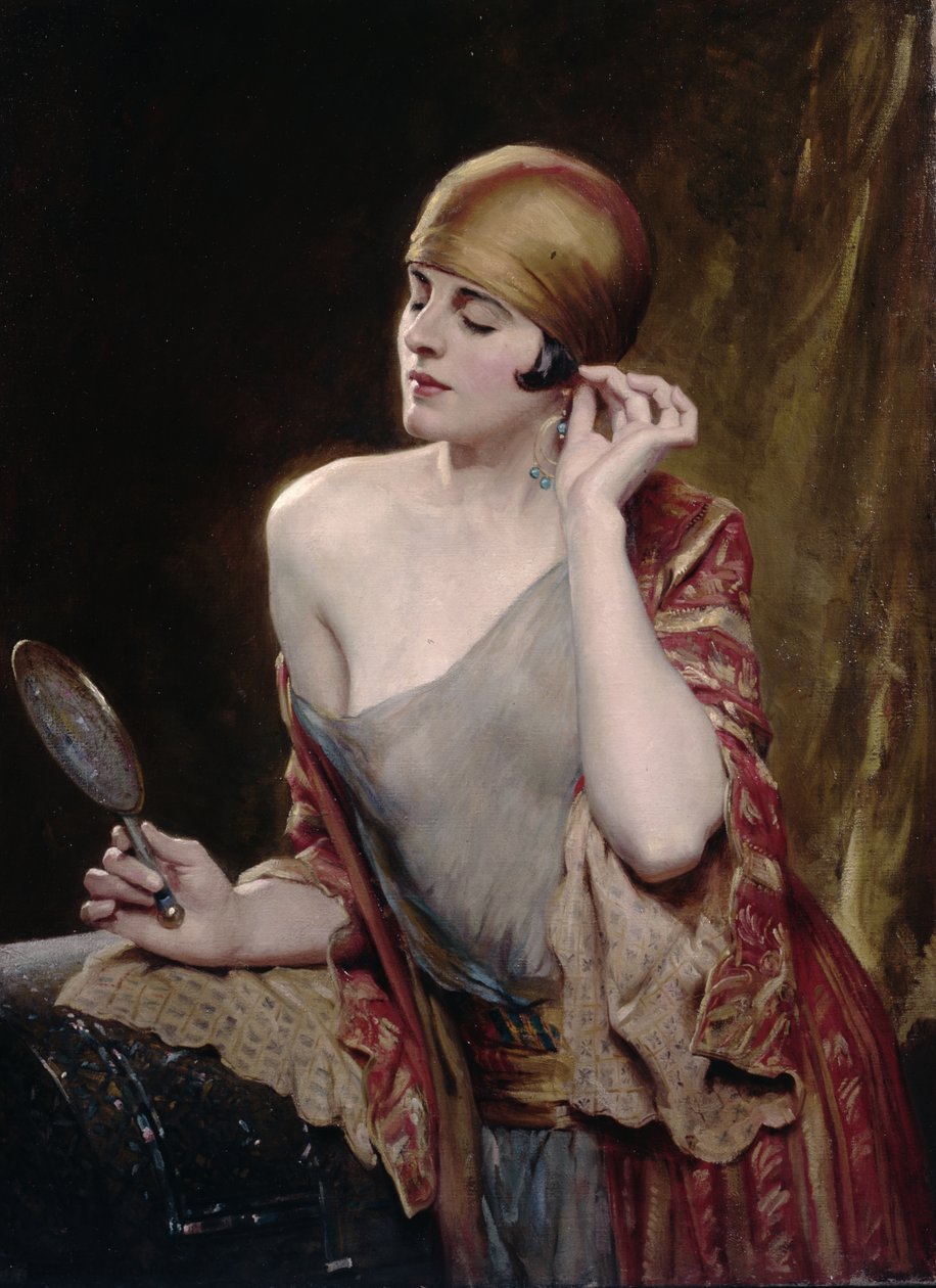 Pohled do zrcadla (olej na plátně) od Albert Henry Collings
