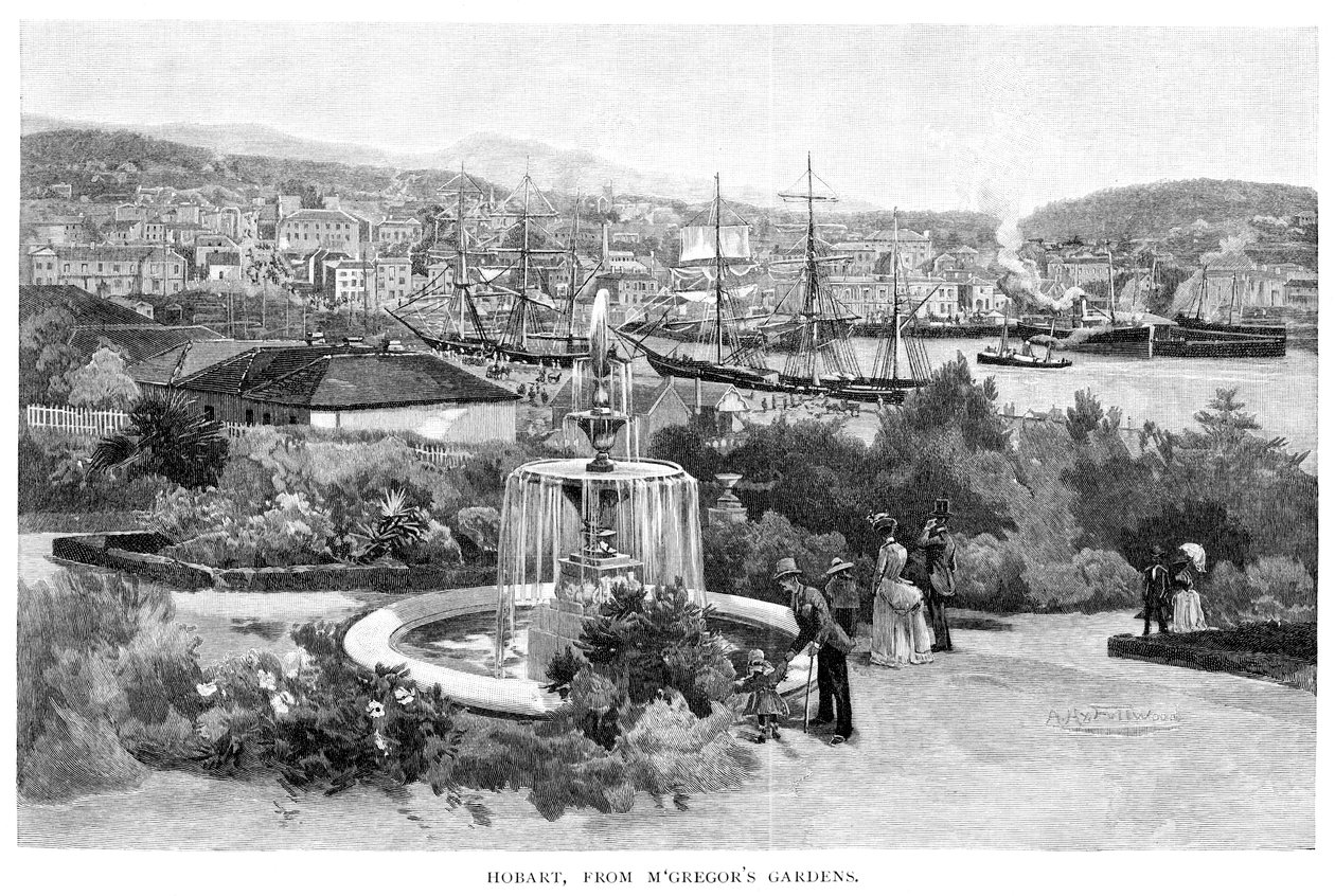 Hobart z McGregors Gardens, Tasmánie, Austrálie, 1886. od Albert Henry Fullwood