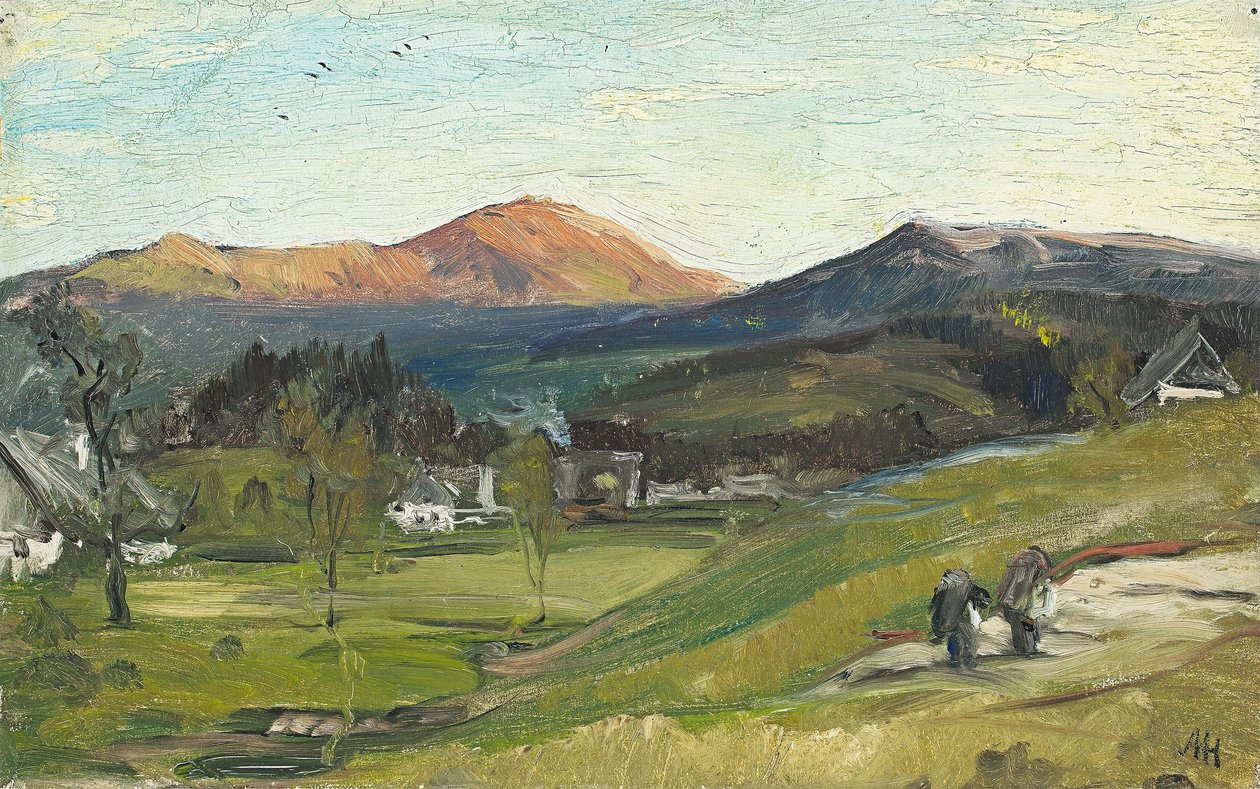 Albert Hertel - Pohled přes Krummhübel na Schneekoppe, 1862 od Albert Hertel