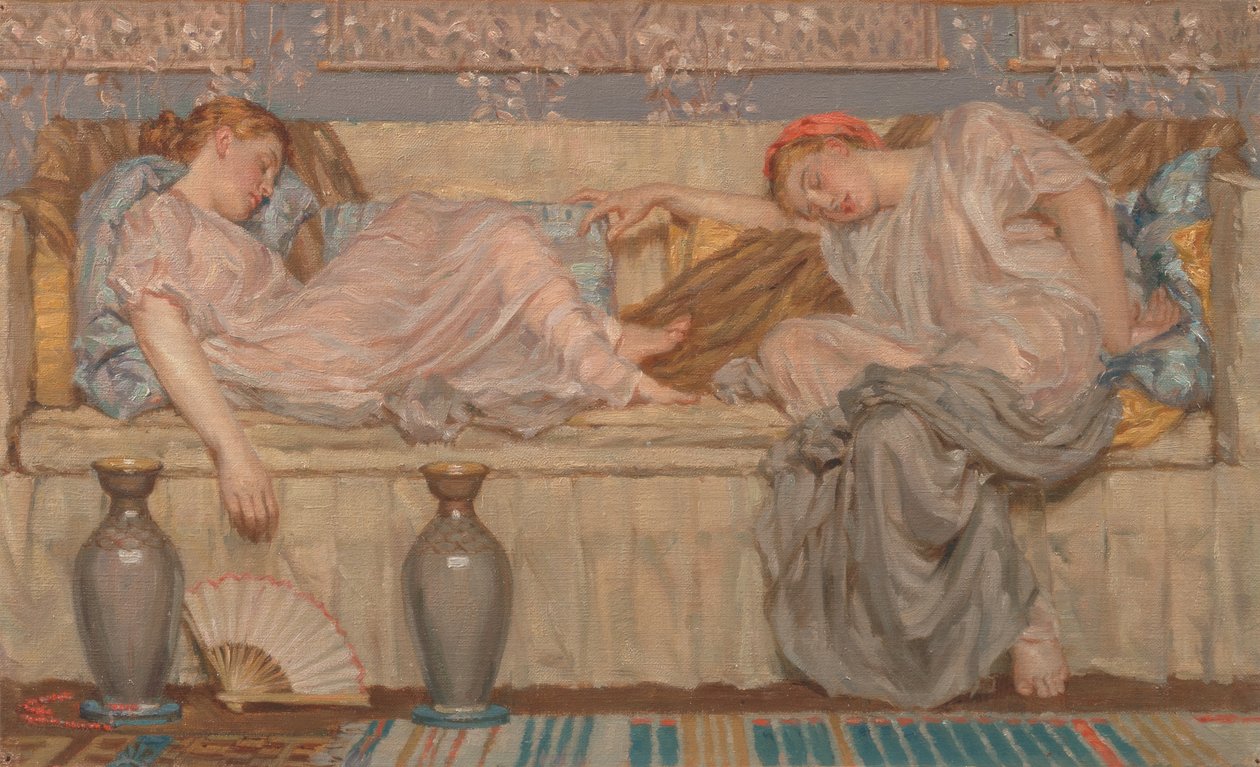 Korálková studie, Dvě ženy na pohovce, 1875, ca. 1875. od Albert Joseph Moore