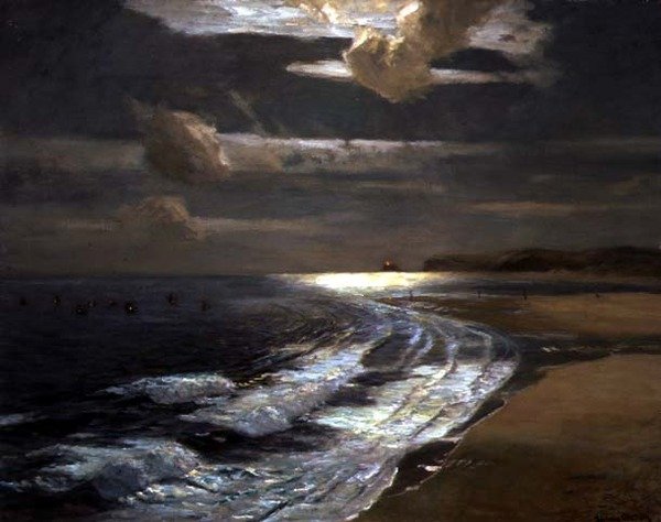 Silver Moonlight, St. Ives Bay (olej na plátně) od Albert Julius Olsson